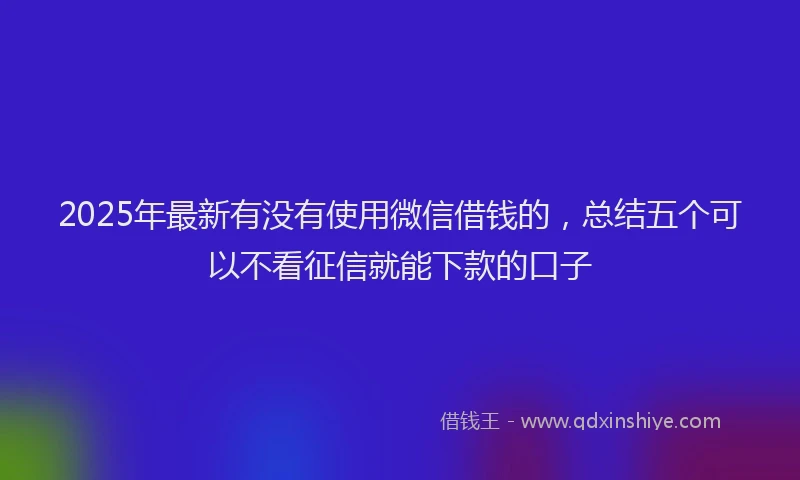 2025年最新有没有使用微信借钱的，总结五个可以不看征信就能下款的口子