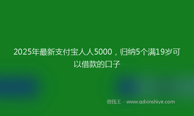 2025年最新支付宝人人5000，归纳5个满19岁可以借款的口子