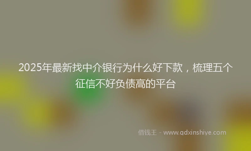 2025年最新找中介银行为什么好下款，梳理五个征信不好负债高的平台