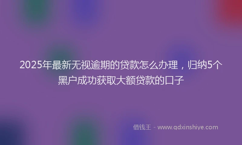 2025年最新无视逾期的贷款怎么办理，归纳5个黑户成功获取大额贷款的口子
