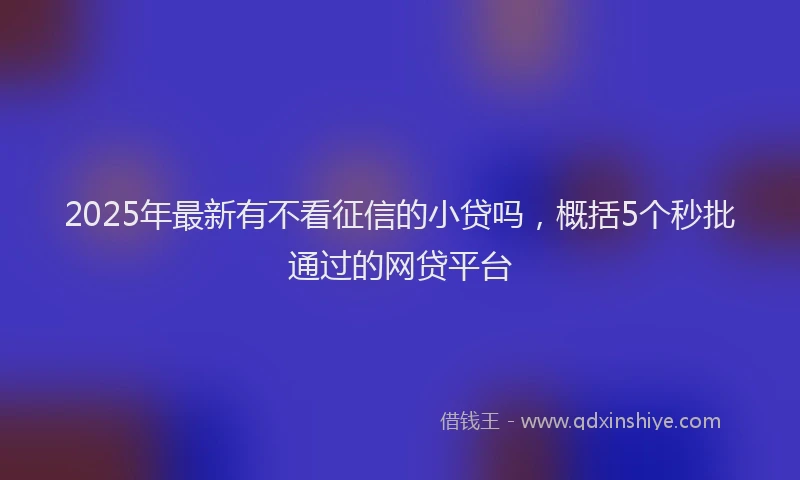 2025年最新有不看征信的小贷吗，概括5个秒批通过的网贷平台