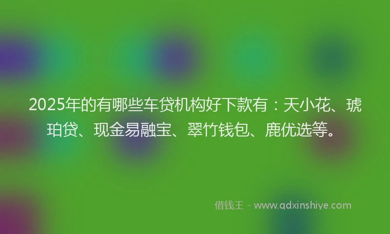 2025年的有哪些车贷机构好下款有：天小花、琥珀贷、现金易融宝、翠竹钱包、鹿优选等。