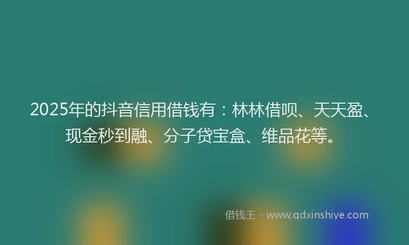 2025年的抖音信用借钱有：林林借呗、天天盈、现金秒到融、分子贷宝盒、维品花等。