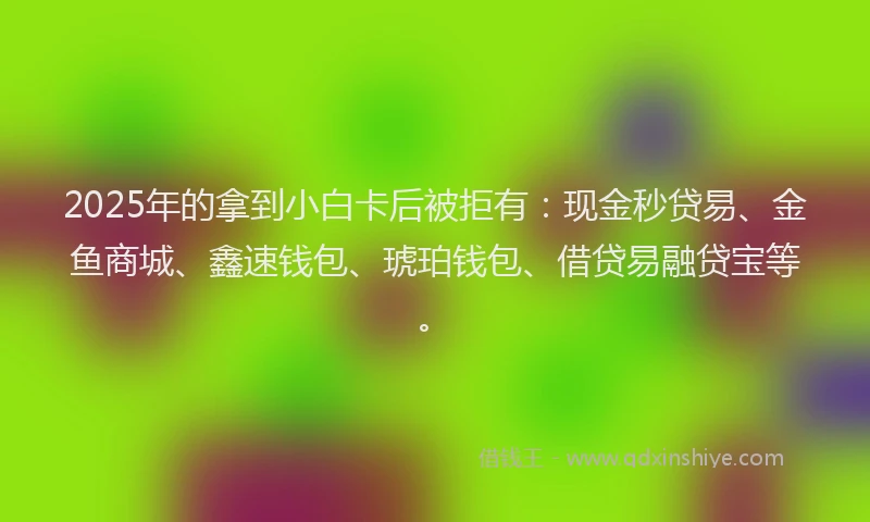 2025年的拿到小白卡后被拒有：现金秒贷易、金鱼商城、鑫速钱包、琥珀钱包、借贷易融贷宝等。