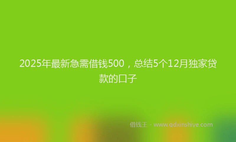 2025年最新急需借钱500，总结5个12月独家贷款的口子