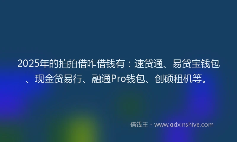 2025年的拍拍借咋借钱有：速贷通、易贷宝钱包、现金贷易行、融通Pro钱包、创硕租机等。