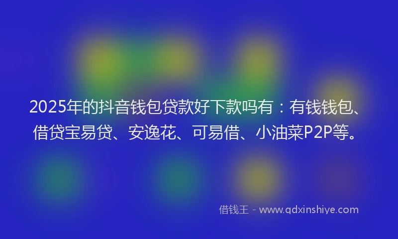 2025年的抖音钱包贷款好下款吗有：有钱钱包、借贷宝易贷、安逸花、可易借、小油菜P2P等。
