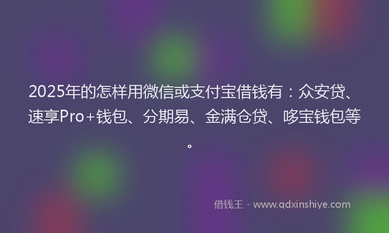 2025年的怎样用微信或支付宝借钱有：众安贷、速享Pro+钱包、分期易、金满仓贷、哆宝钱包等。