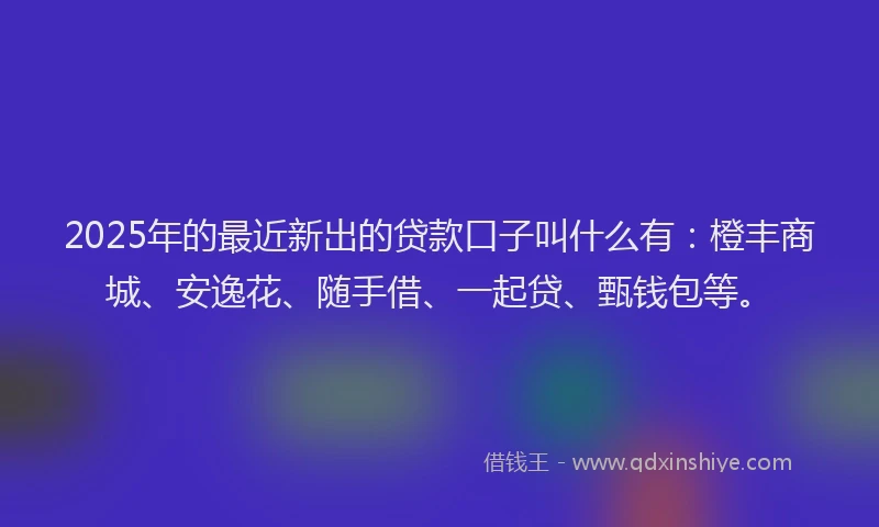 2025年的最近新出的贷款口子叫什么有：橙丰商城、安逸花、随手借、一起贷、甄钱包等。