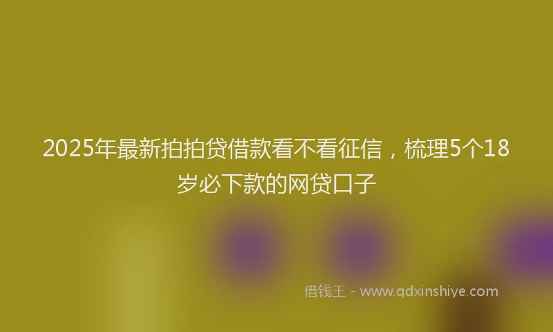 2025年最新拍拍贷借款看不看征信，梳理5个18岁必下款的网贷口子