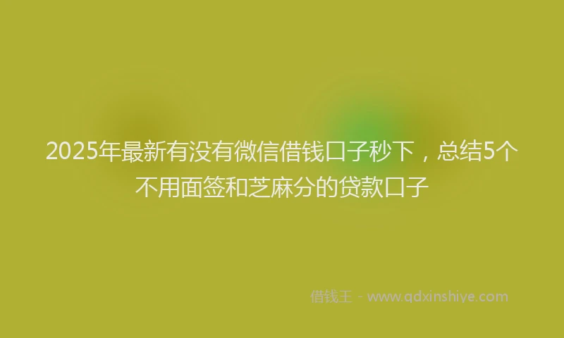 2025年最新有没有微信借钱口子秒下，总结5个不用面签和芝麻分的贷款口子