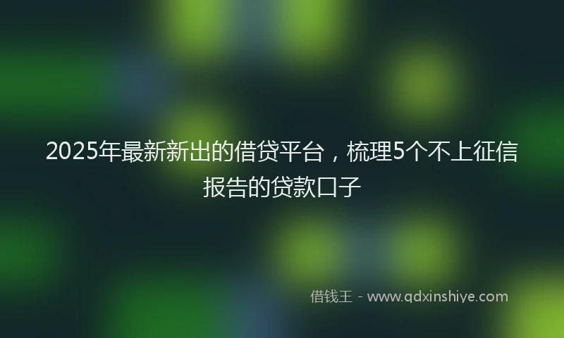 2025年最新新出的借贷平台，梳理5个不上征信报告的贷款口子