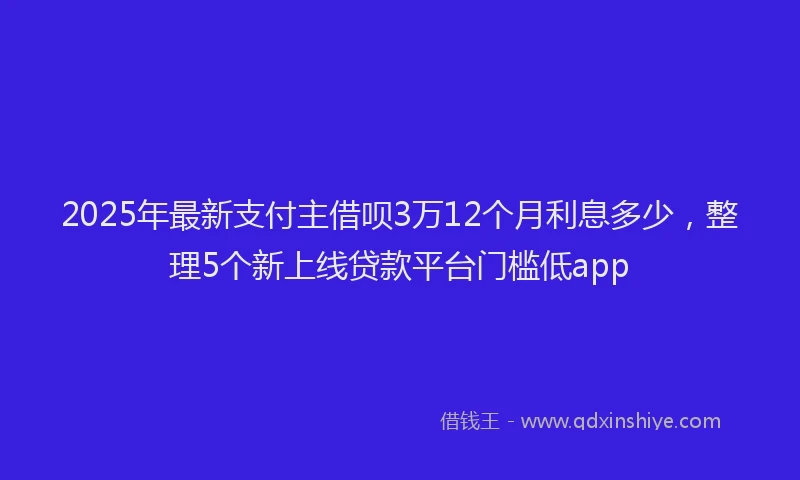 2025年最新支付主借呗3万12个月利息多少，整理5个新上线贷款平台门槛低app