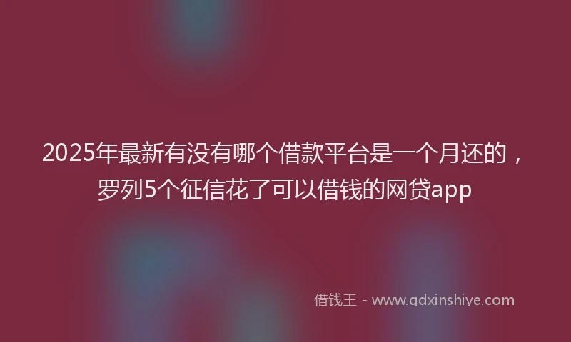 2025年最新有没有哪个借款平台是一个月还的，罗列5个征信花了可以借钱的网贷app
