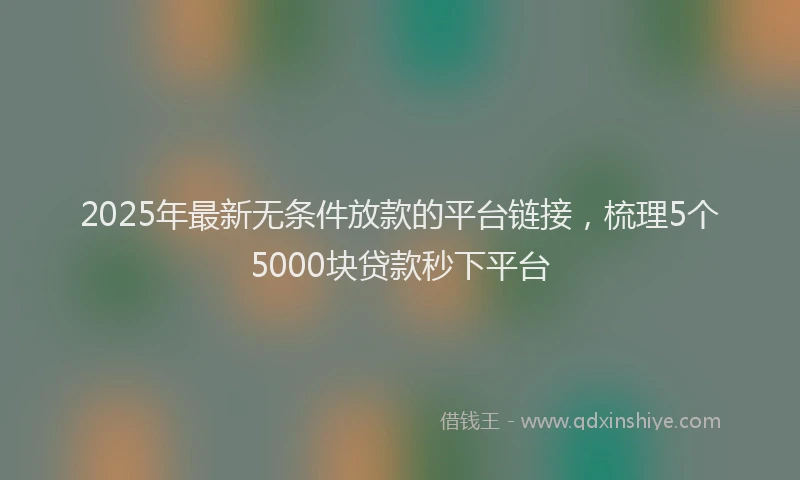 2025年最新无条件放款的平台链接，梳理5个5000块贷款秒下平台