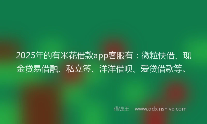 2025年的有米花借款app客服有：微粒快借、现金贷易借融、私立签、洋洋借呗、爱贷借款等。
