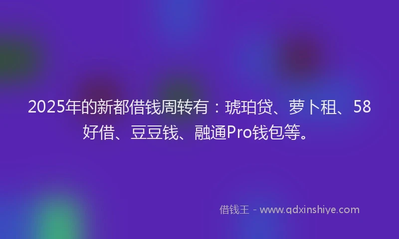 2025年的新都借钱周转有：琥珀贷、萝卜租、58好借、豆豆钱、融通Pro钱包等。