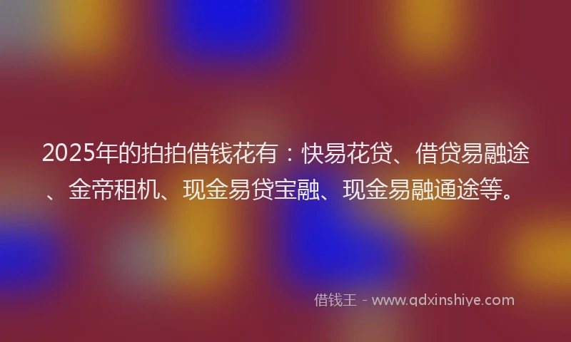 2025年的拍拍借钱花有：快易花贷、借贷易融途、金帝租机、现金易贷宝融、现金易融通途等。