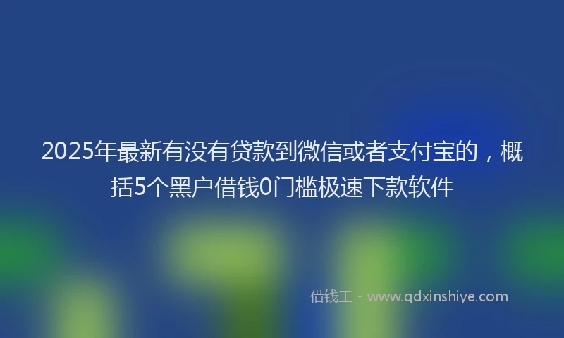 2025年最新有没有贷款到微信或者支付宝的，概括5个黑户借钱0门槛极速下款软件