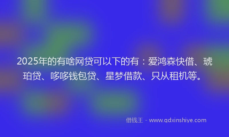 2025年的有啥网贷可以下的有：爱鸿森快借、琥珀贷、哆哆钱包贷、星梦借款、只从租机等。