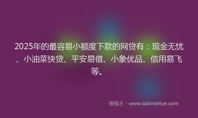 2025年的最容易小额度下款的网贷有：现金无忧、小油菜快贷、平安易借、小象优品、信用易飞等。