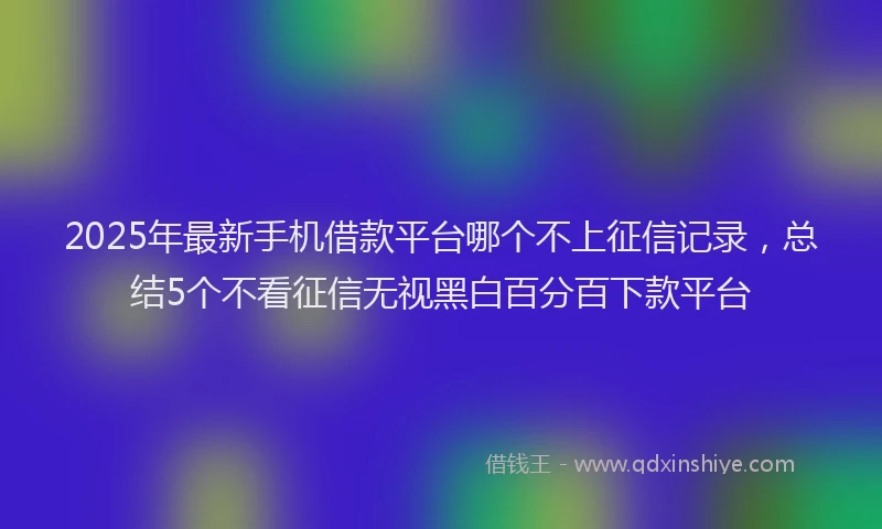 2025年最新手机借款平台哪个不上征信记录，总结5个不看征信无视黑白百分百下款平台
