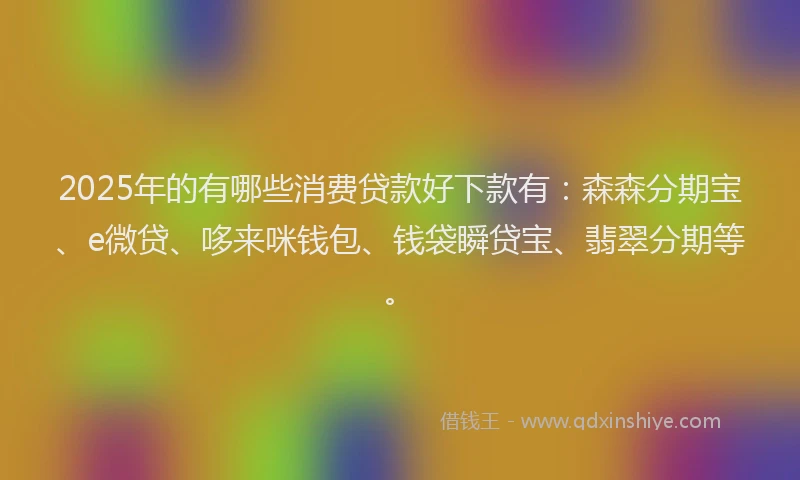 2025年的有哪些消费贷款好下款有：森森分期宝、e微贷、哆来咪钱包、钱袋瞬贷宝、翡翠分期等。