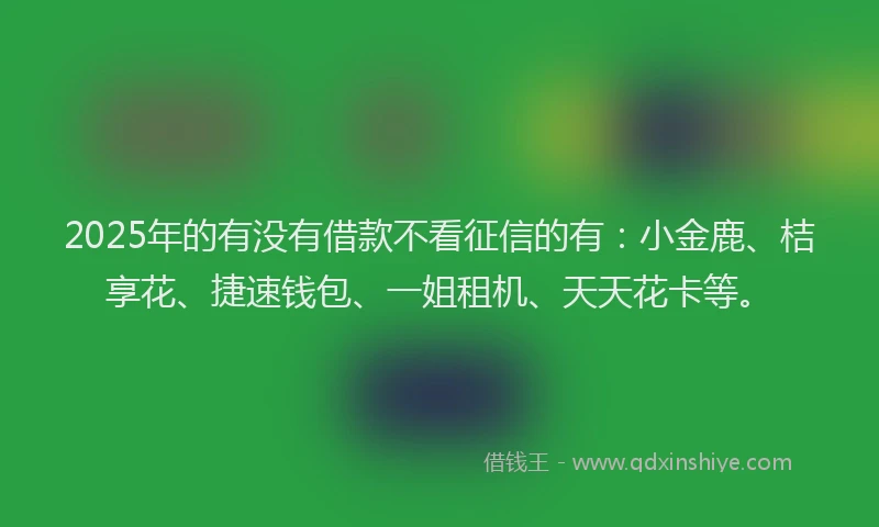 2025年的有没有借款不看征信的有：小金鹿、桔享花、捷速钱包、一姐租机、天天花卡等。