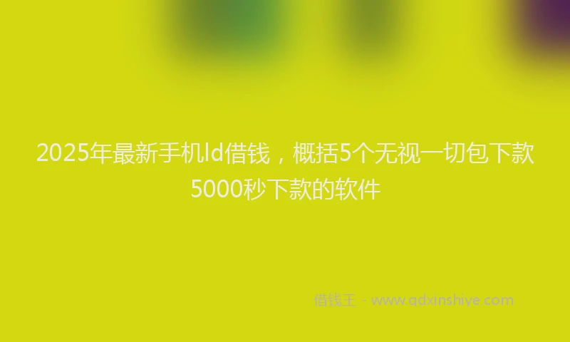 2025年最新手机ld借钱，概括5个无视一切包下款5000秒下款的软件
