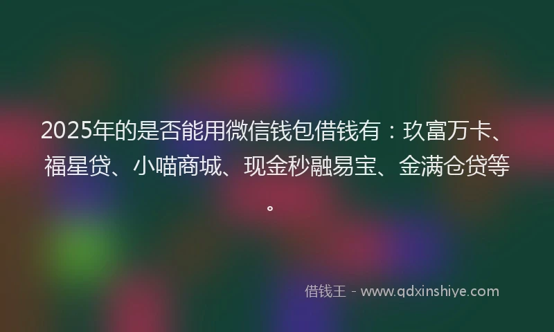 2025年的是否能用微信钱包借钱有：玖富万卡、福星贷、小喵商城、现金秒融易宝、金满仓贷等。
