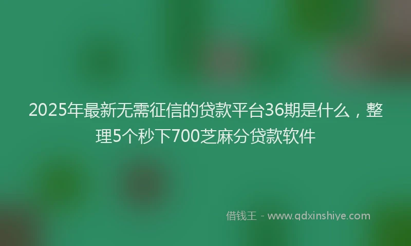 2025年最新无需征信的贷款平台36期是什么，整理5个秒下700芝麻分贷款软件