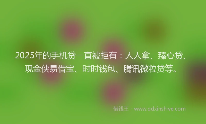 2025年的手机贷一直被拒有：人人拿、臻心贷、现金侠易借宝、时时钱包、腾讯微粒贷等。