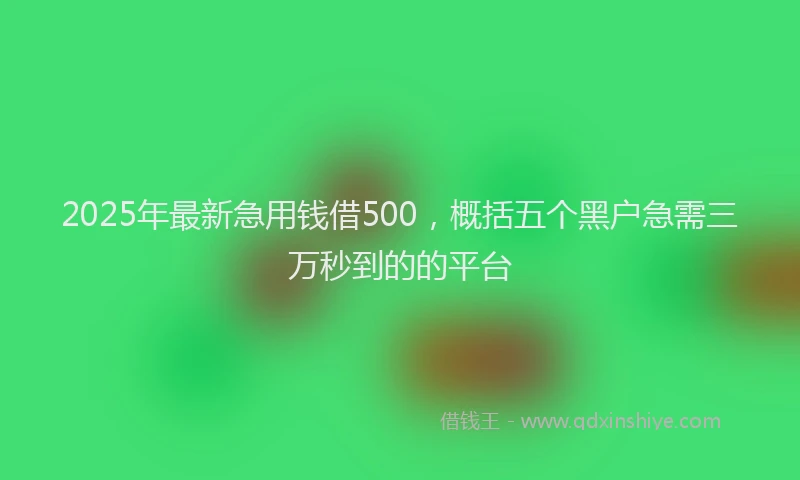 2025年最新急用钱借500，概括五个黑户急需三万秒到的的平台