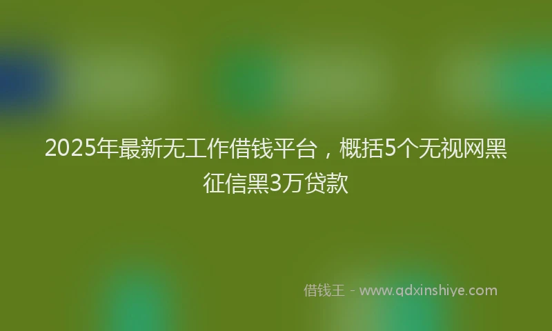 2025年最新无工作借钱平台，概括5个无视网黑征信黑3万贷款