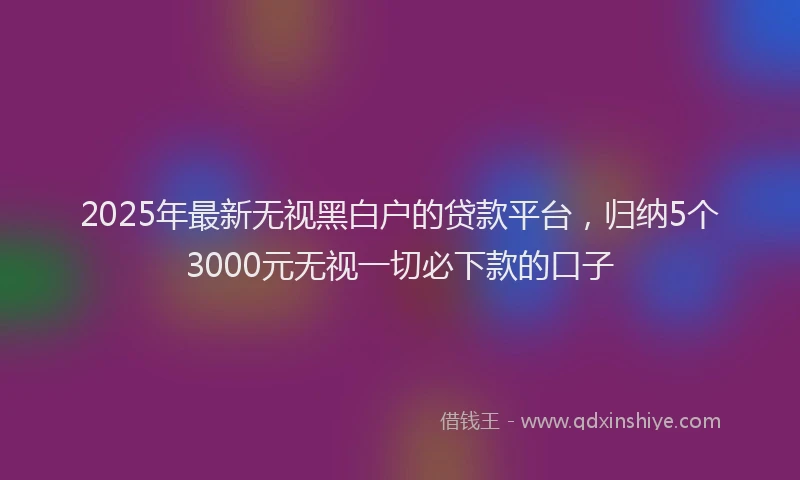 2025年最新无视黑白户的贷款平台，归纳5个3000元无视一切必下款的口子