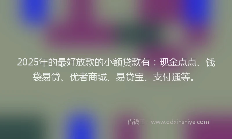 2025年的最好放款的小额贷款有：现金点点、钱袋易贷、优者商城、易贷宝、支付通等。