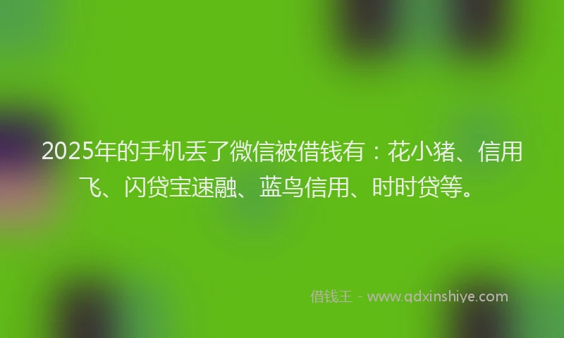 2025年的手机丢了微信被借钱有：花小猪、信用飞、闪贷宝速融、蓝鸟信用、时时贷等。