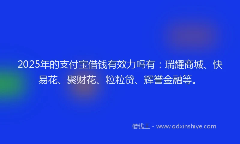 2025年的支付宝借钱有效力吗有：瑞耀商城、快易花、聚财花、粒粒贷、辉誉金融等。