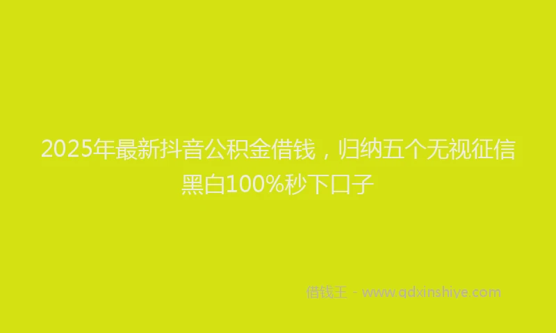 2025年最新抖音公积金借钱，归纳五个无视征信黑白100%秒下口子