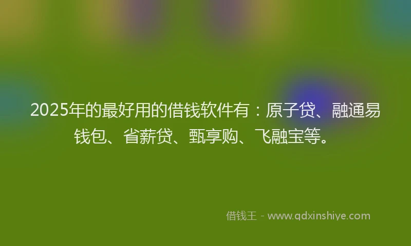 2025年的最好用的借钱软件有：原子贷、融通易钱包、省薪贷、甄享购、飞融宝等。