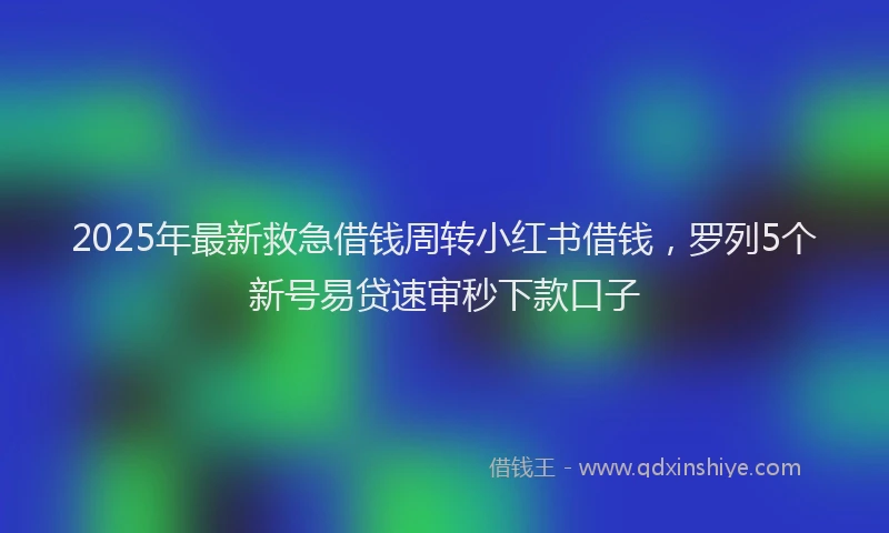 2025年最新救急借钱周转小红书借钱，罗列5个新号易贷速审秒下款口子
