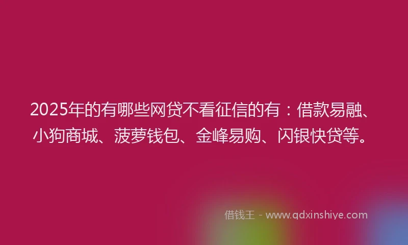 2025年的有哪些网贷不看征信的有：借款易融、小狗商城、菠萝钱包、金峰易购、闪银快贷等。