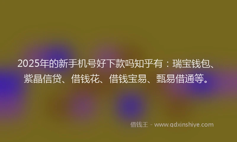 2025年的新手机号好下款吗知乎有：瑞宝钱包、紫晶信贷、借钱花、借钱宝易、甄易借通等。