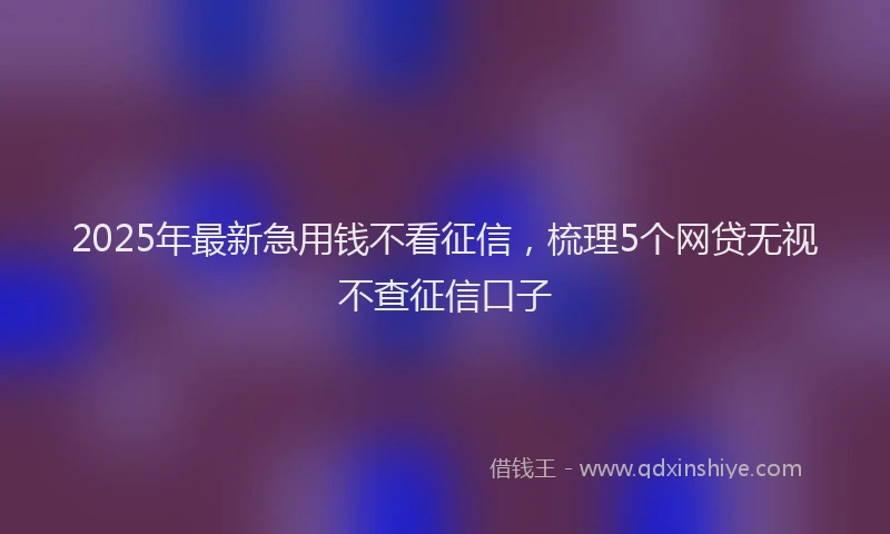 2025年最新急用钱不看征信，梳理5个网贷无视不查征信口子