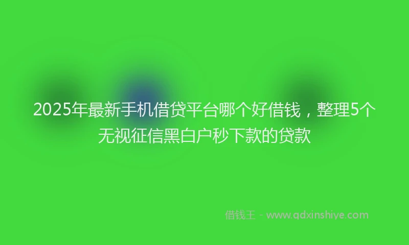 2025年最新手机借贷平台哪个好借钱，整理5个无视征信黑白户秒下款的贷款