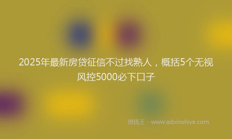 2025年最新房贷征信不过找熟人，概括5个无视风控5000必下口子