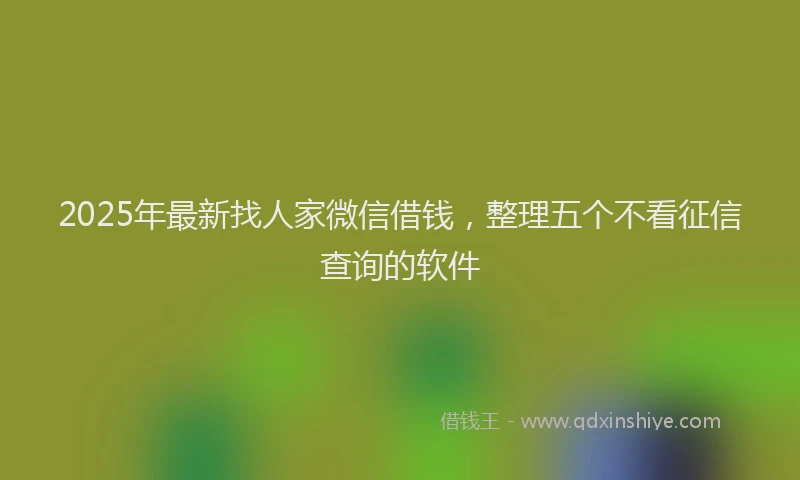 2025年最新找人家微信借钱，整理五个不看征信查询的软件