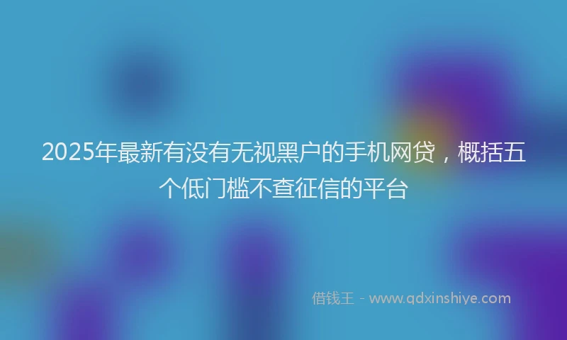 2025年最新有没有无视黑户的手机网贷，概括五个低门槛不查征信的平台