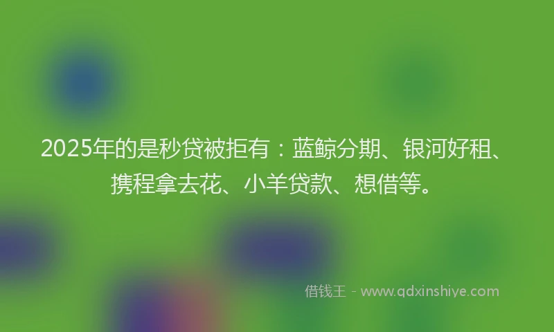2025年的是秒贷被拒有：蓝鲸分期、银河好租、携程拿去花、小羊贷款、想借等。