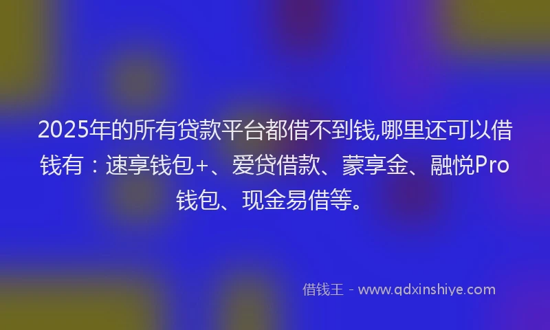 2025年的所有贷款平台都借不到钱,哪里还可以借钱有：速享钱包+、爱贷借款、蒙享金、融悦Pro钱包、现金易借等。